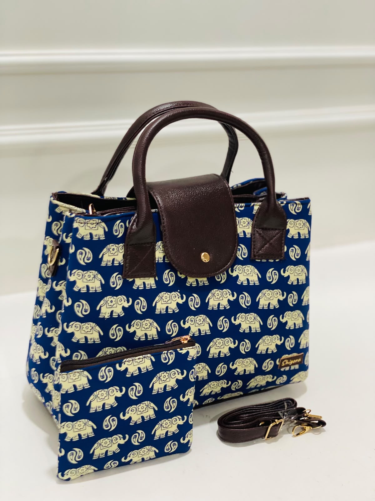 indigo elephant triple tier bag
