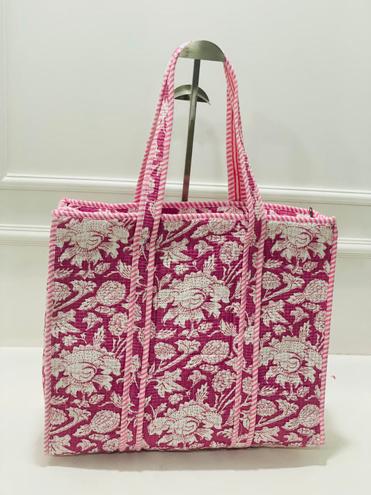 Pink Quilted Tote Bag — original Shigora product photo
