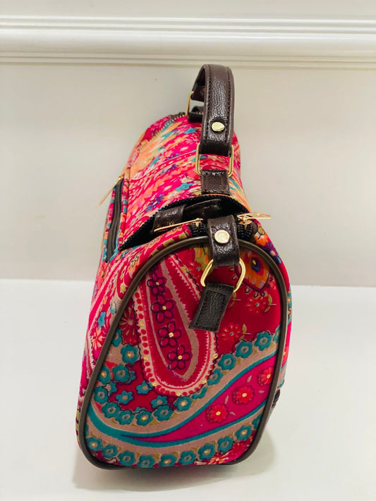 Red Floral Print Large Satchel Bag
