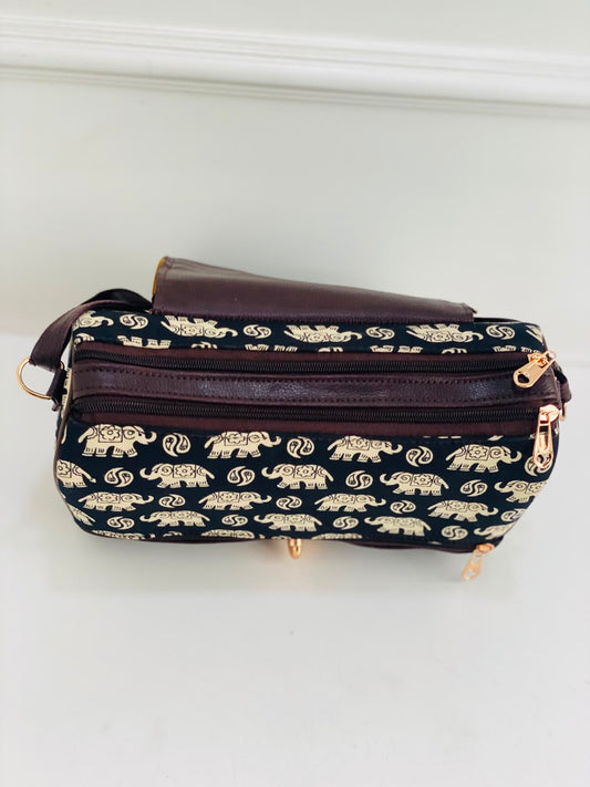 Indigo Elephant Large Satchel Bag