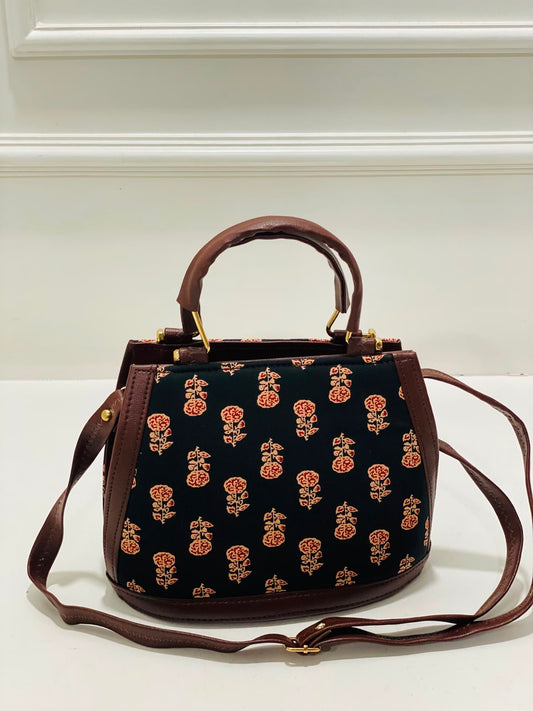 Midnight Floral Satchel Bag