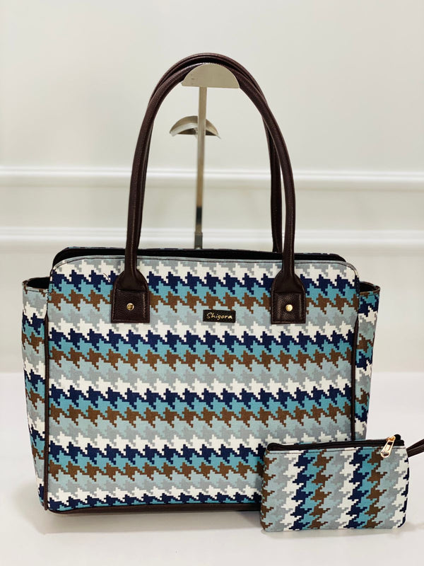 Tidal Wave Print Spacious Classic Office bag with laptop partition