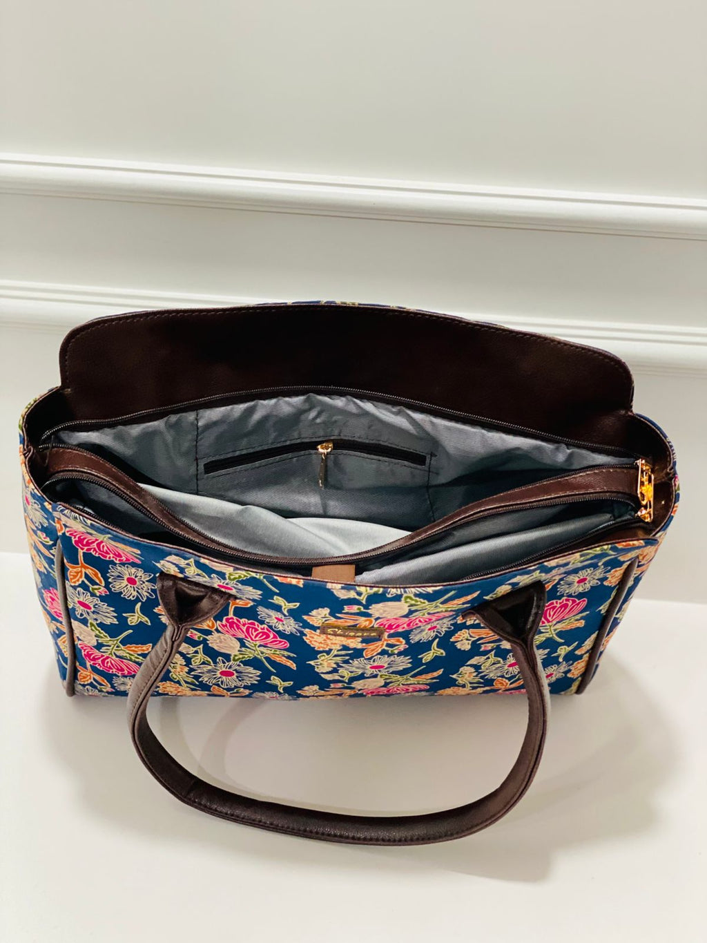 Dark Indigo Blue Spacious Classic Office bag with laptop partition