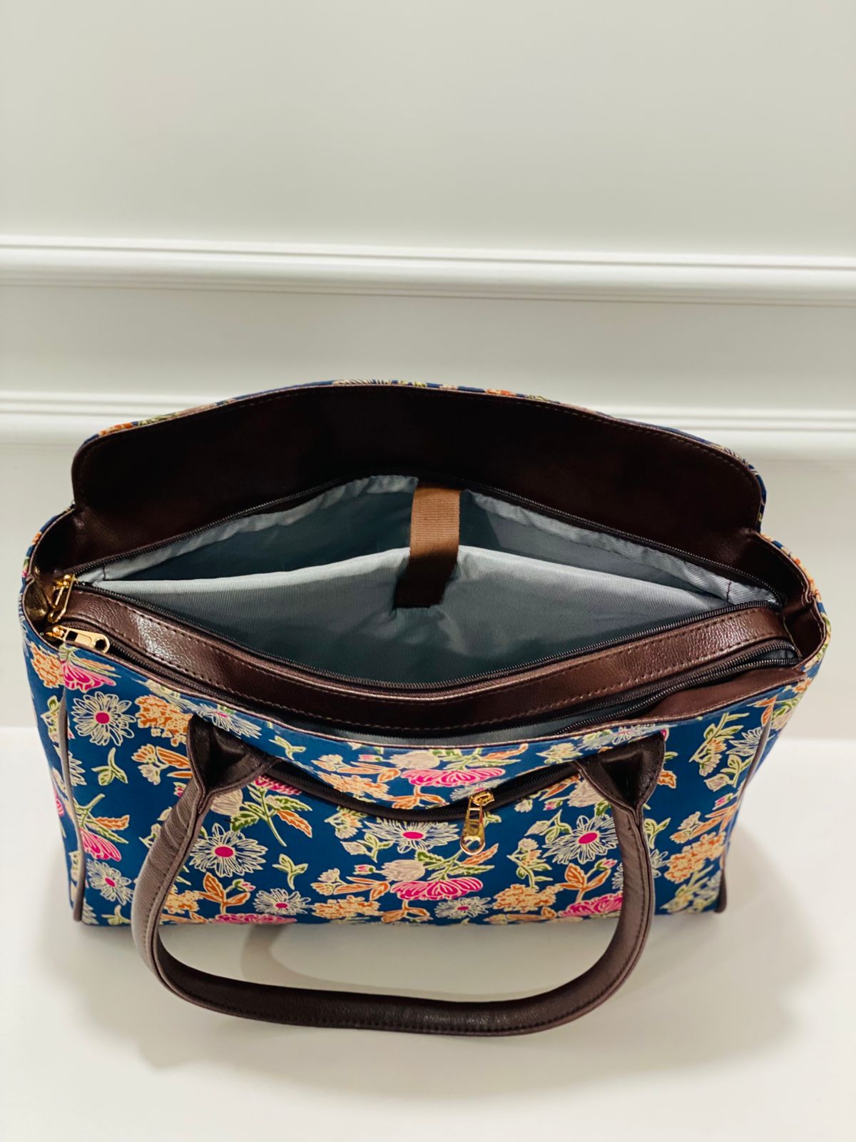 Dark Indigo Blue Spacious Classic Office bag with laptop partition