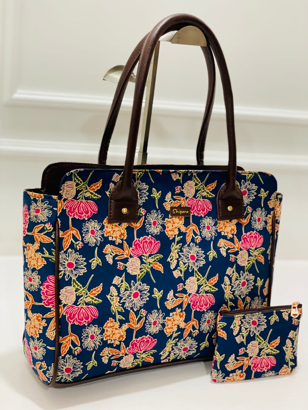 Dark Indigo Blue Spacious Classic Office bag with laptop partition