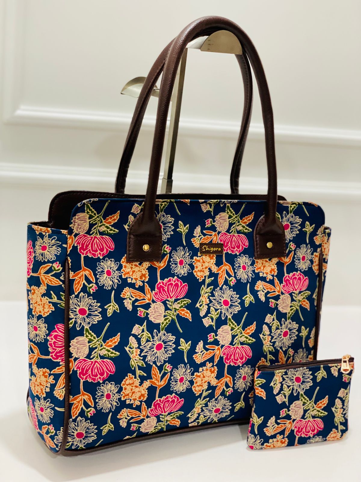 Dark Indigo Blue Spacious Classic Office bag with laptop partition