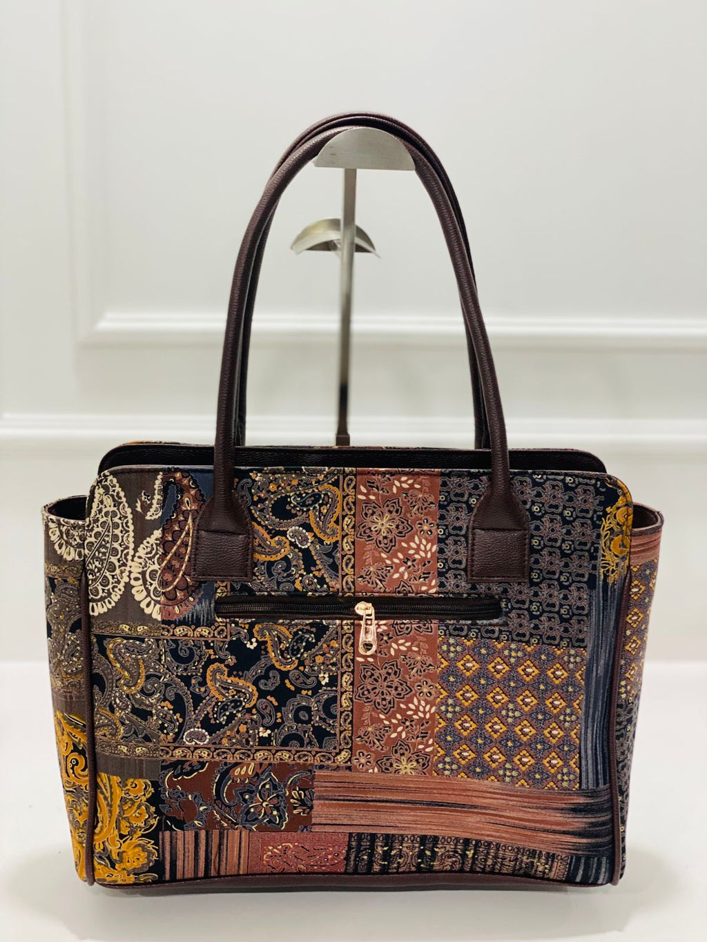 coffee brown spacious classic office bag with laptop partition