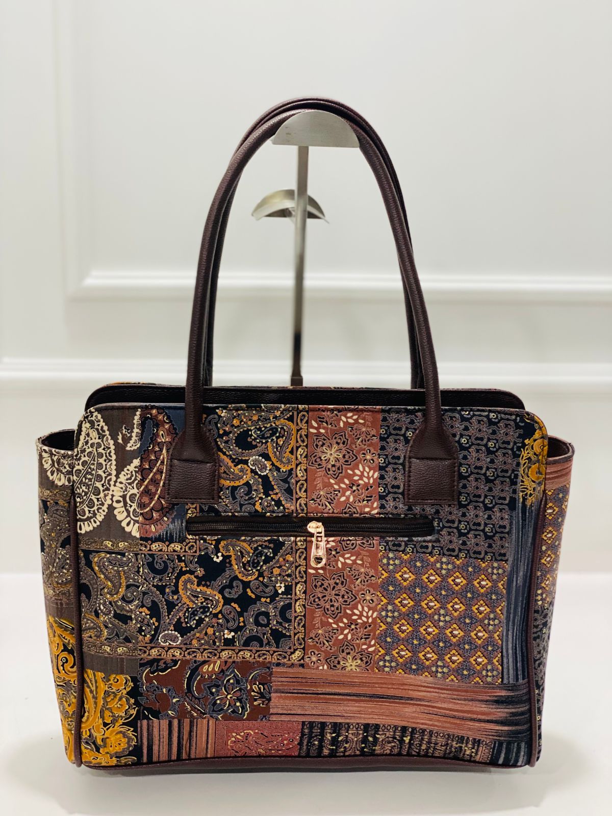 coffee brown spacious classic office bag with laptop partition