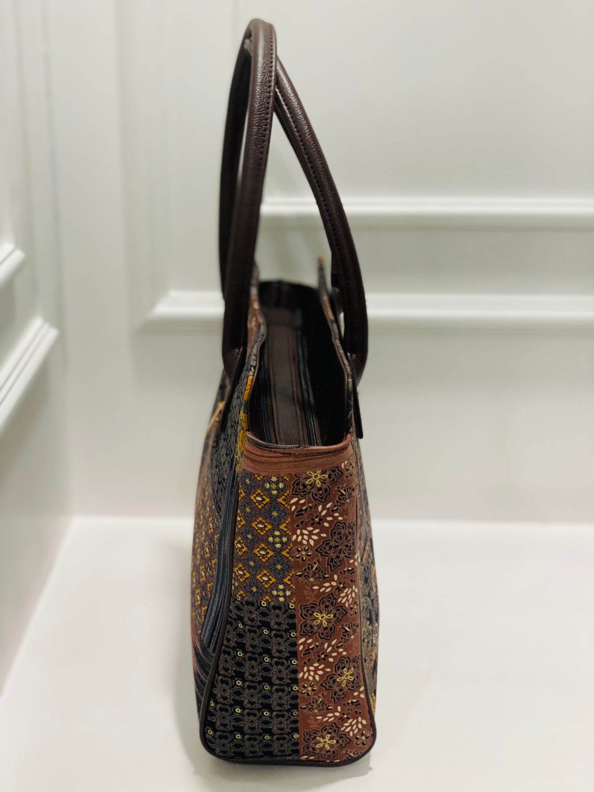 coffee brown spacious classic office bag with laptop partition