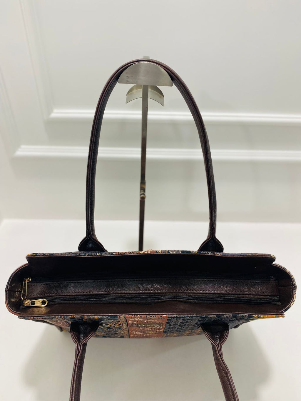 coffee brown spacious classic office bag with laptop partition