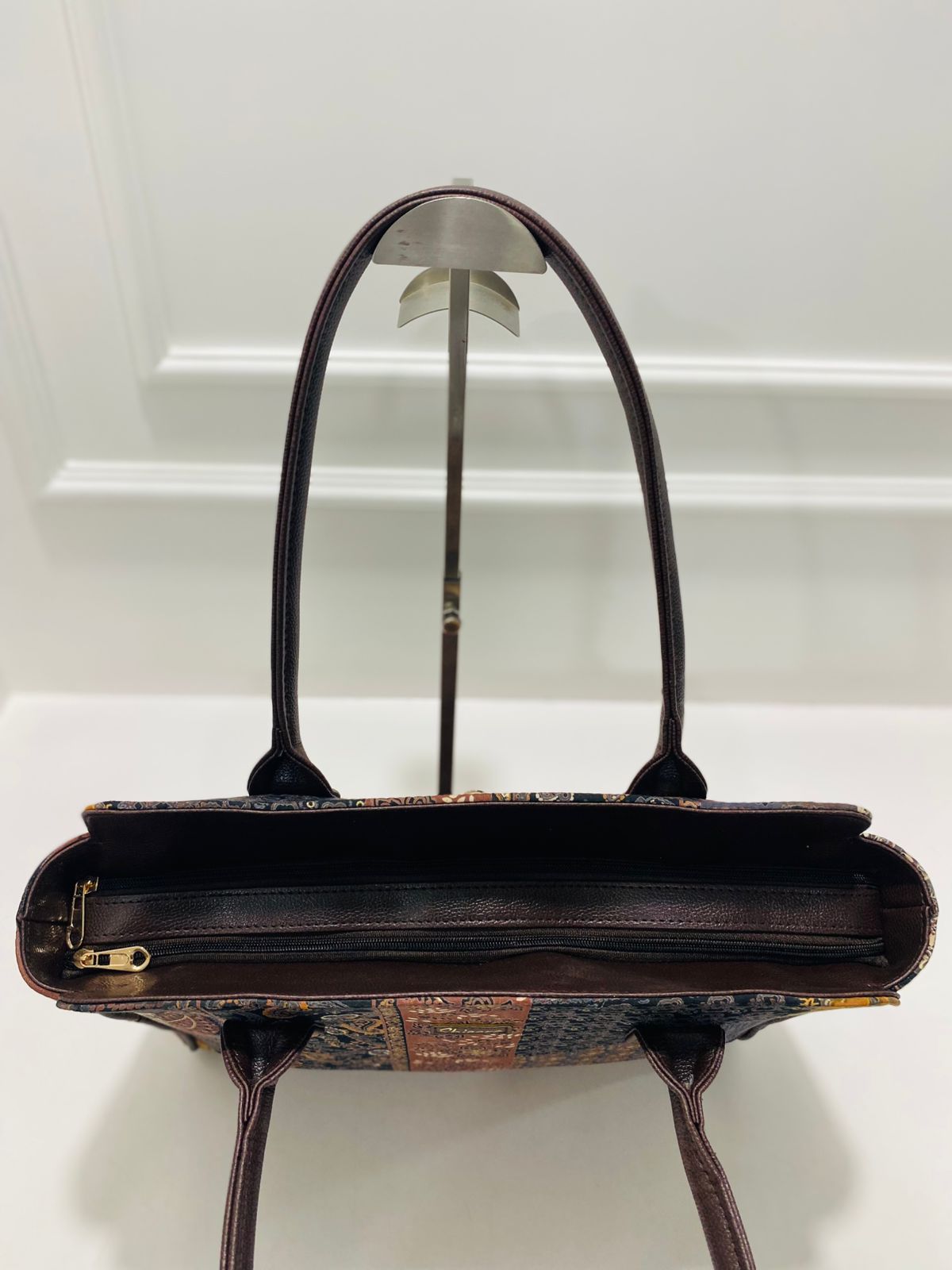 coffee brown spacious classic office bag with laptop partition