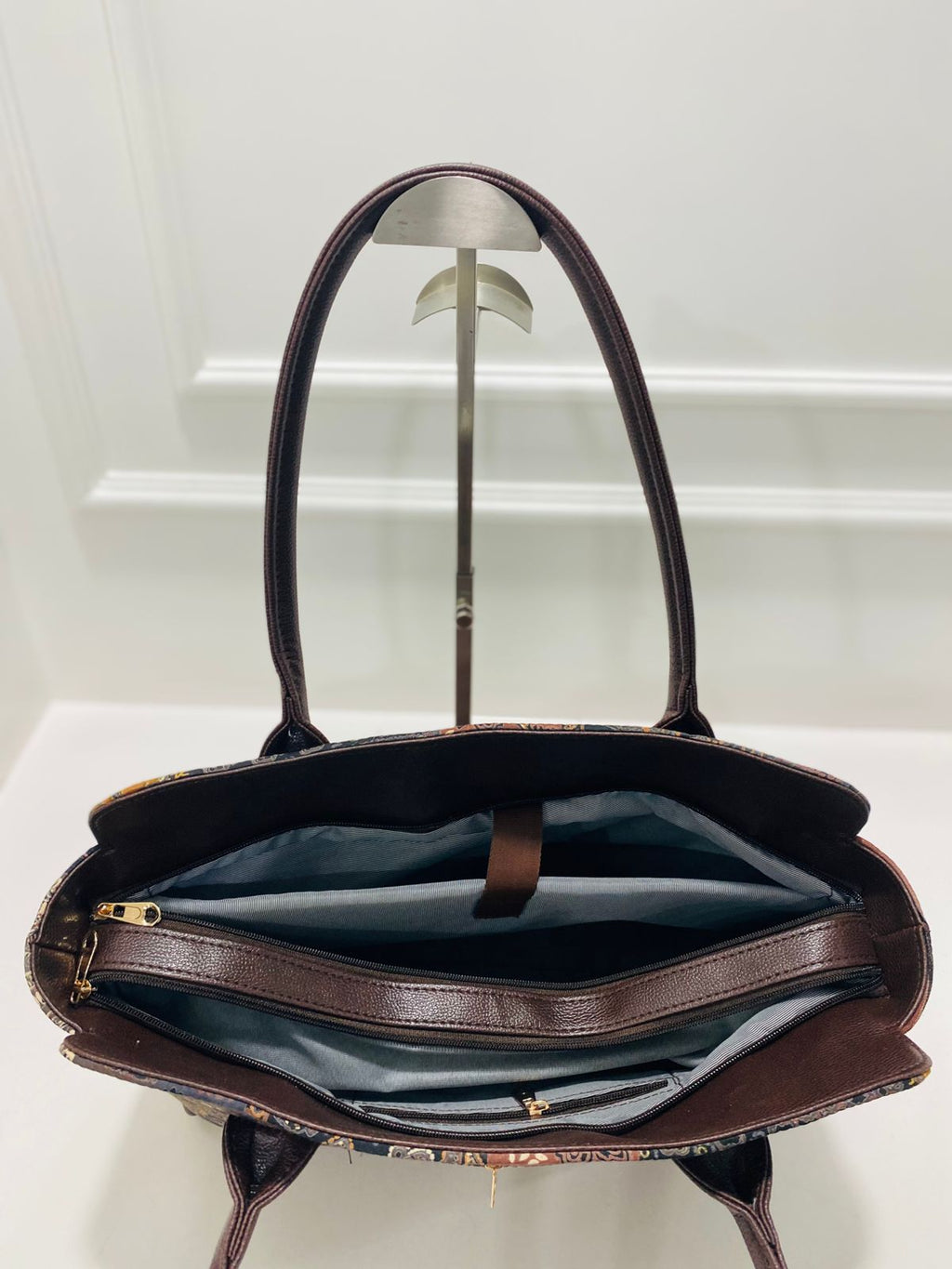 coffee brown spacious classic office bag with laptop partition