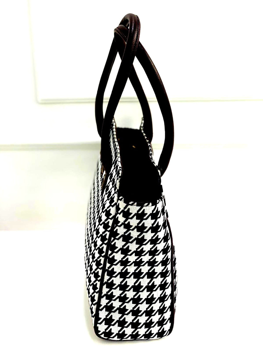Black and White Check Spacious Classic Office bag with laptop partition