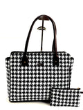 Black and White Check Spacious Classic Office bag with laptop partition