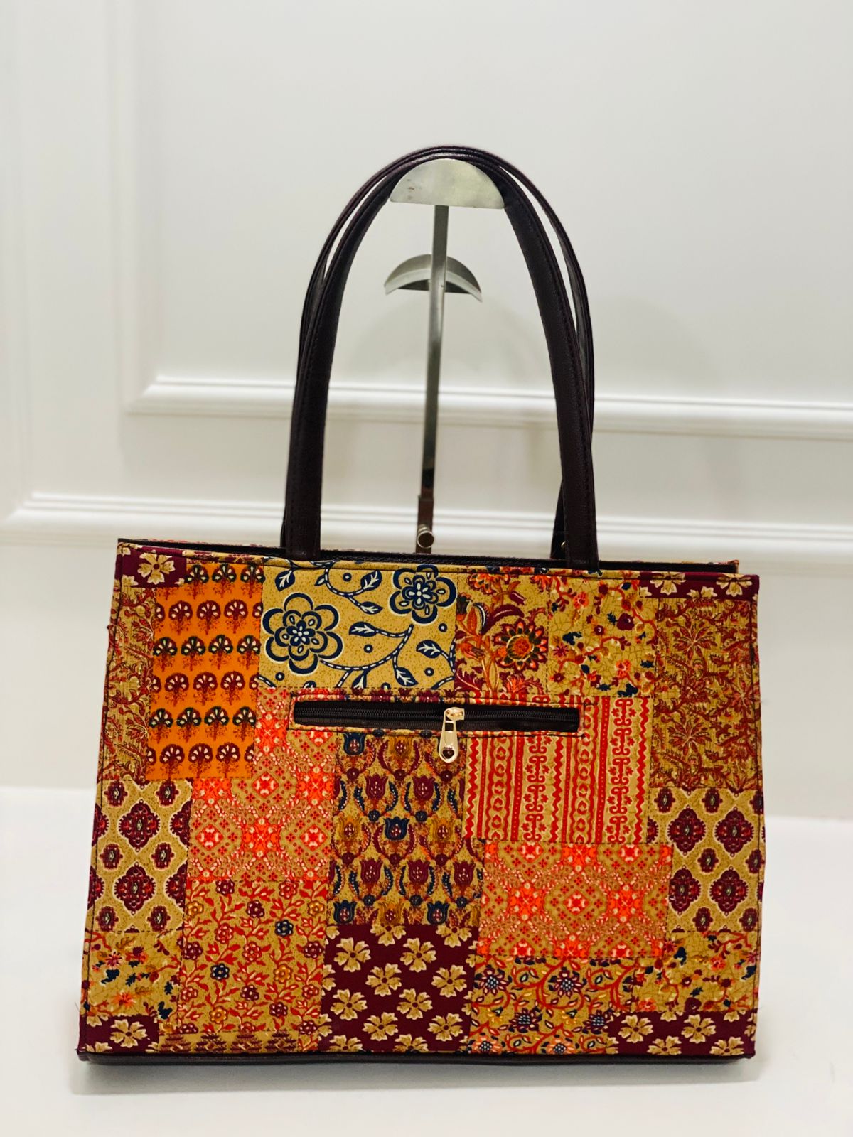 Vintage Patchwork Laptop Bag with Matching Zip Pouch