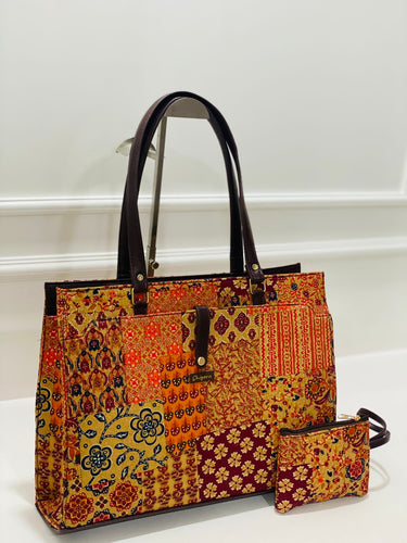 Vintage Patchwork Laptop Bag with Matching Zip Pouch - Alternative view