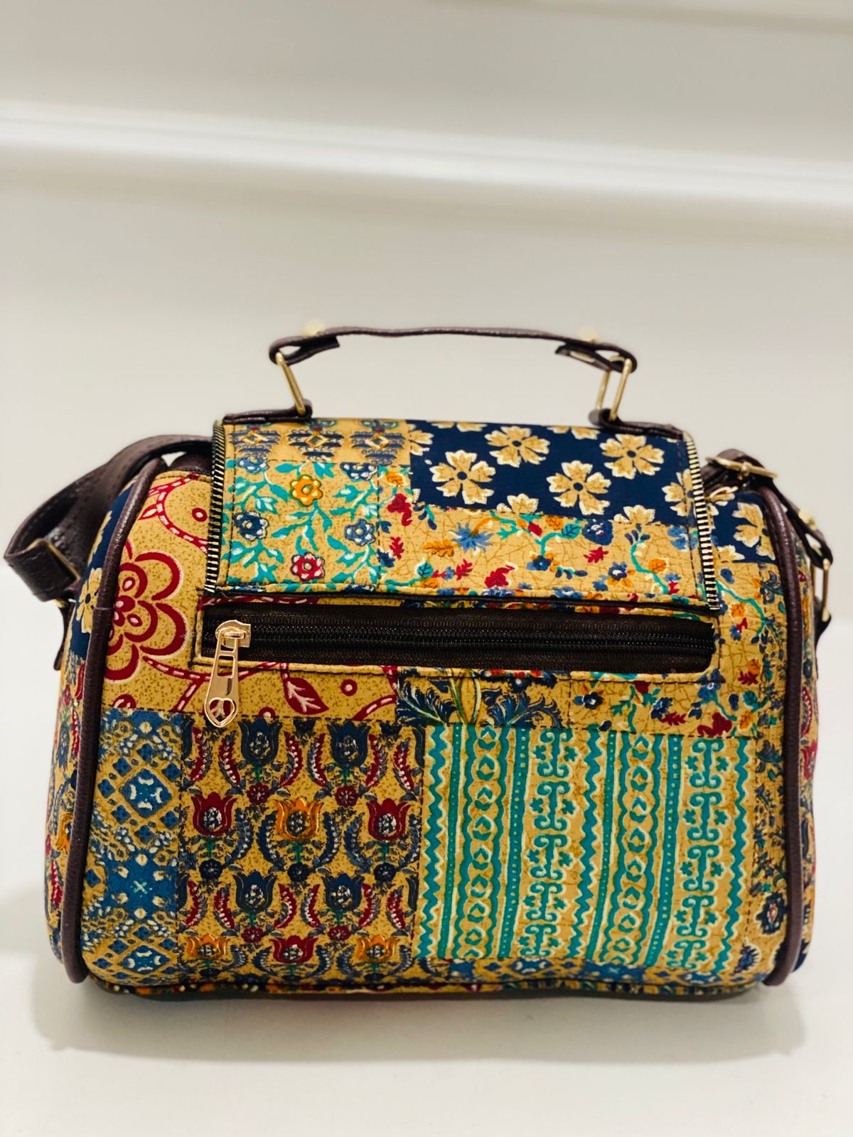 boho patchwork medium satchel bag