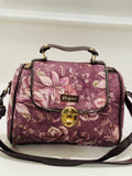 Light magenta floral designer satchel bag medium size