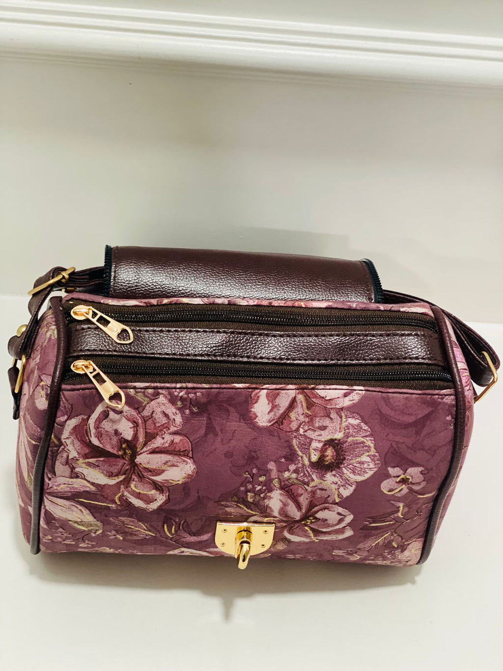 Premium Mauve Pink Sling Bag with Gold Tone Lock