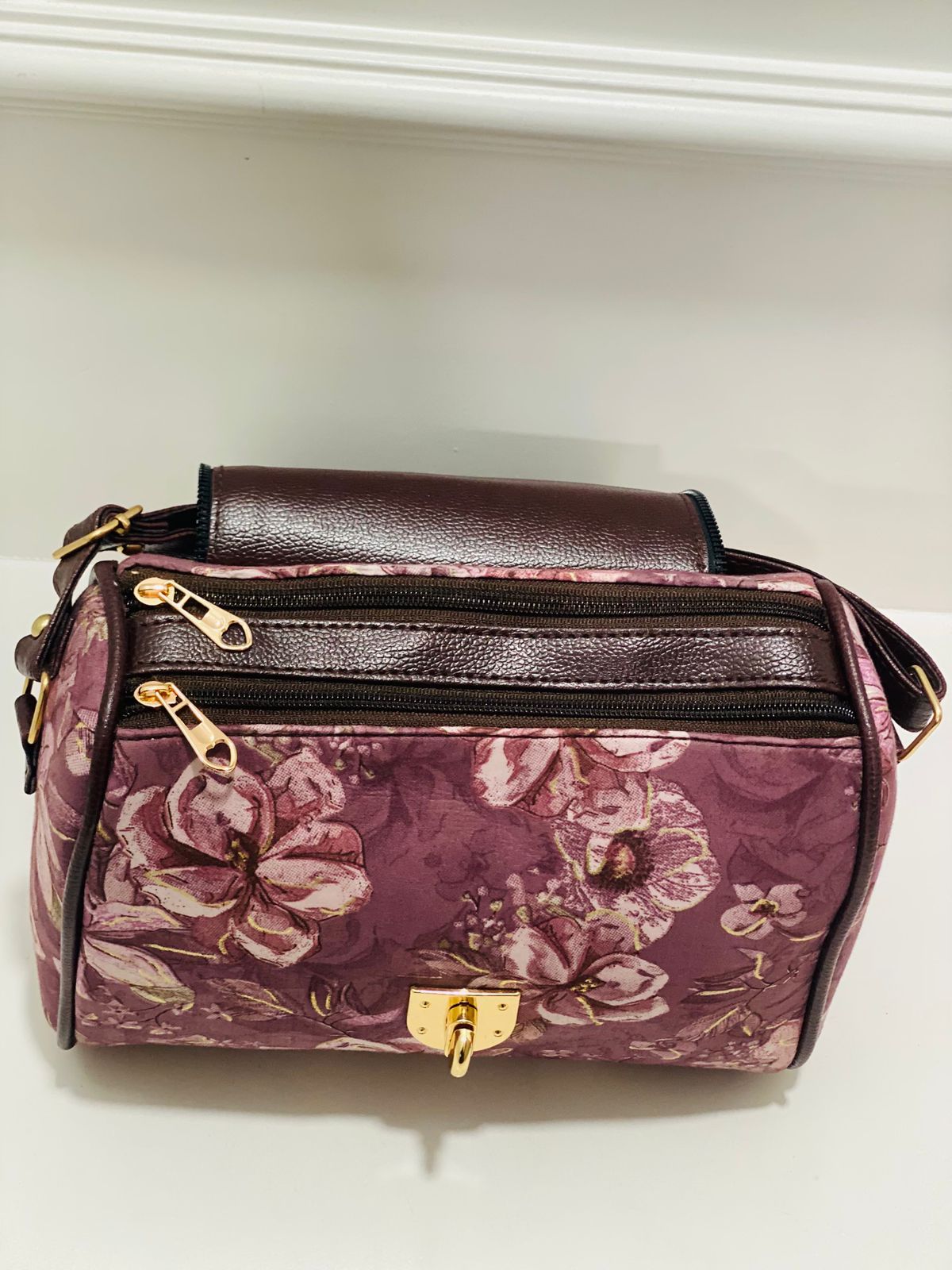 Premium Mauve Pink Sling Bag with Gold Tone Lock