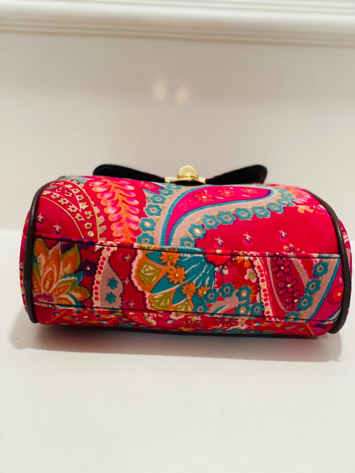 Paisley Print Barrel Satchel Bag