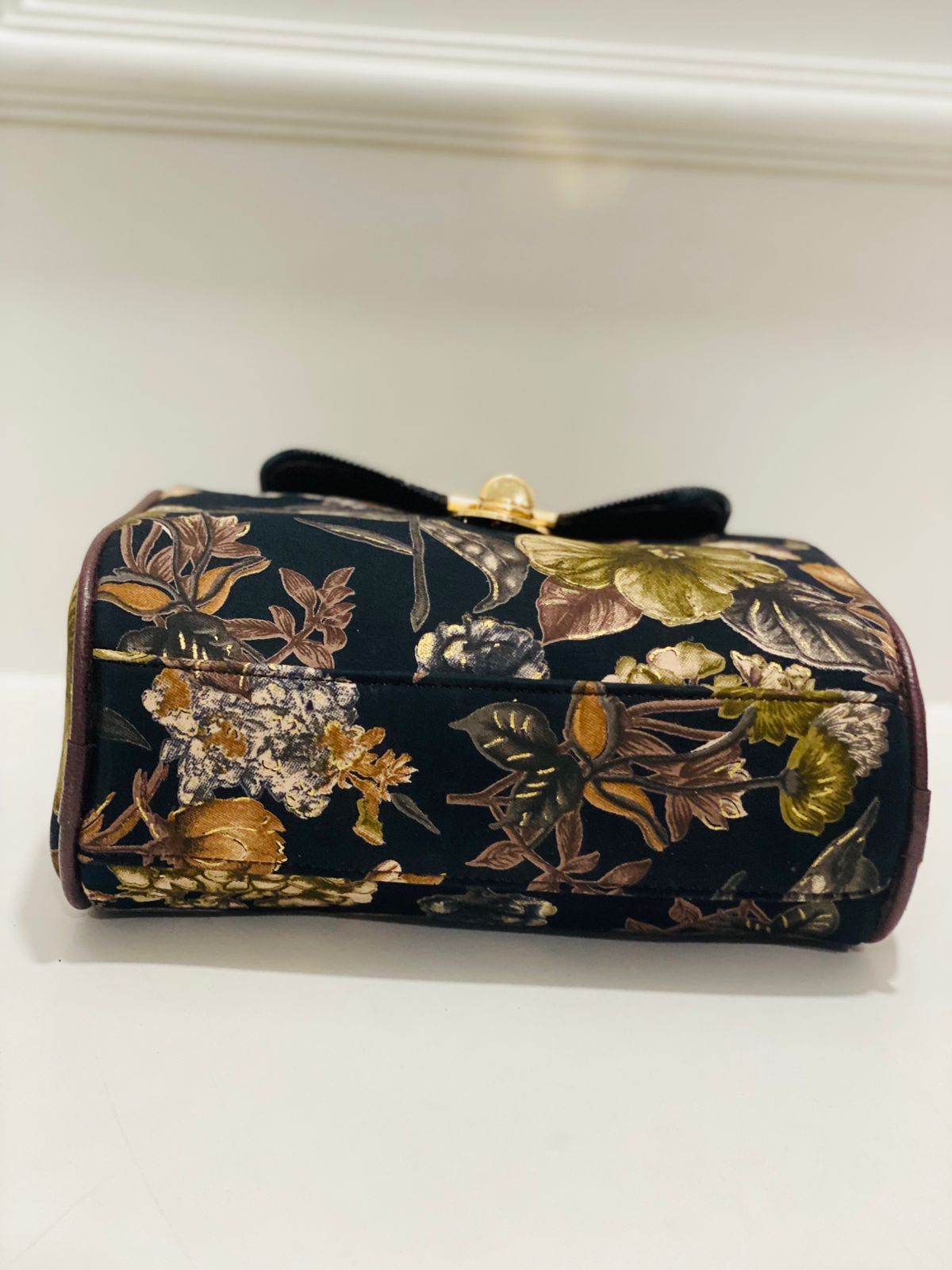 Floral Print Barrel Satchel Bag