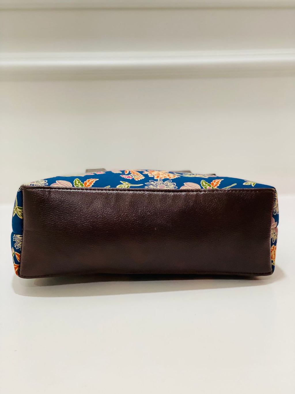 Premium Cotton Office Tote Bag – Floral Print Vegan Leather