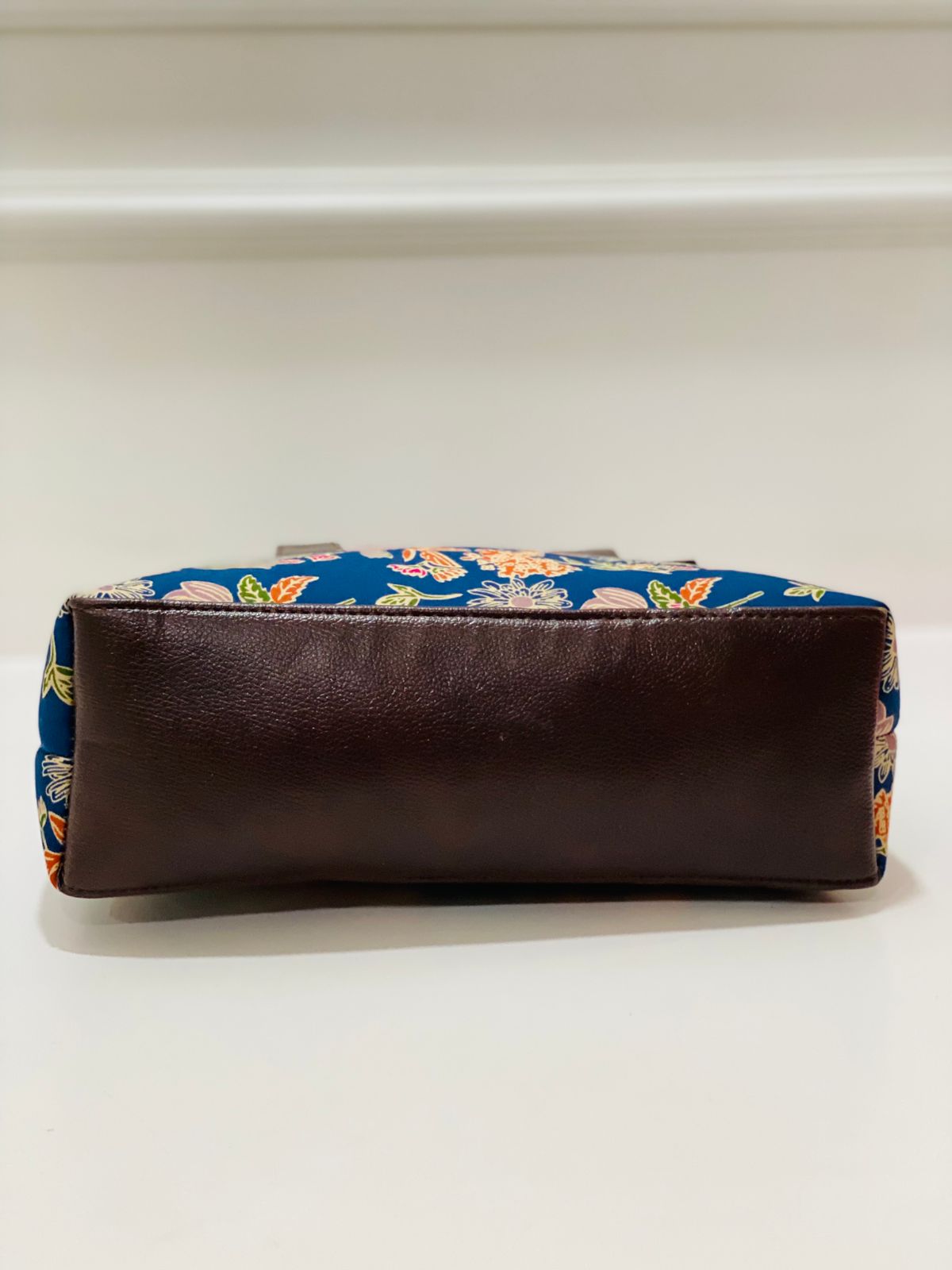 Premium Cotton Office Tote Bag – Floral Print Vegan Leather