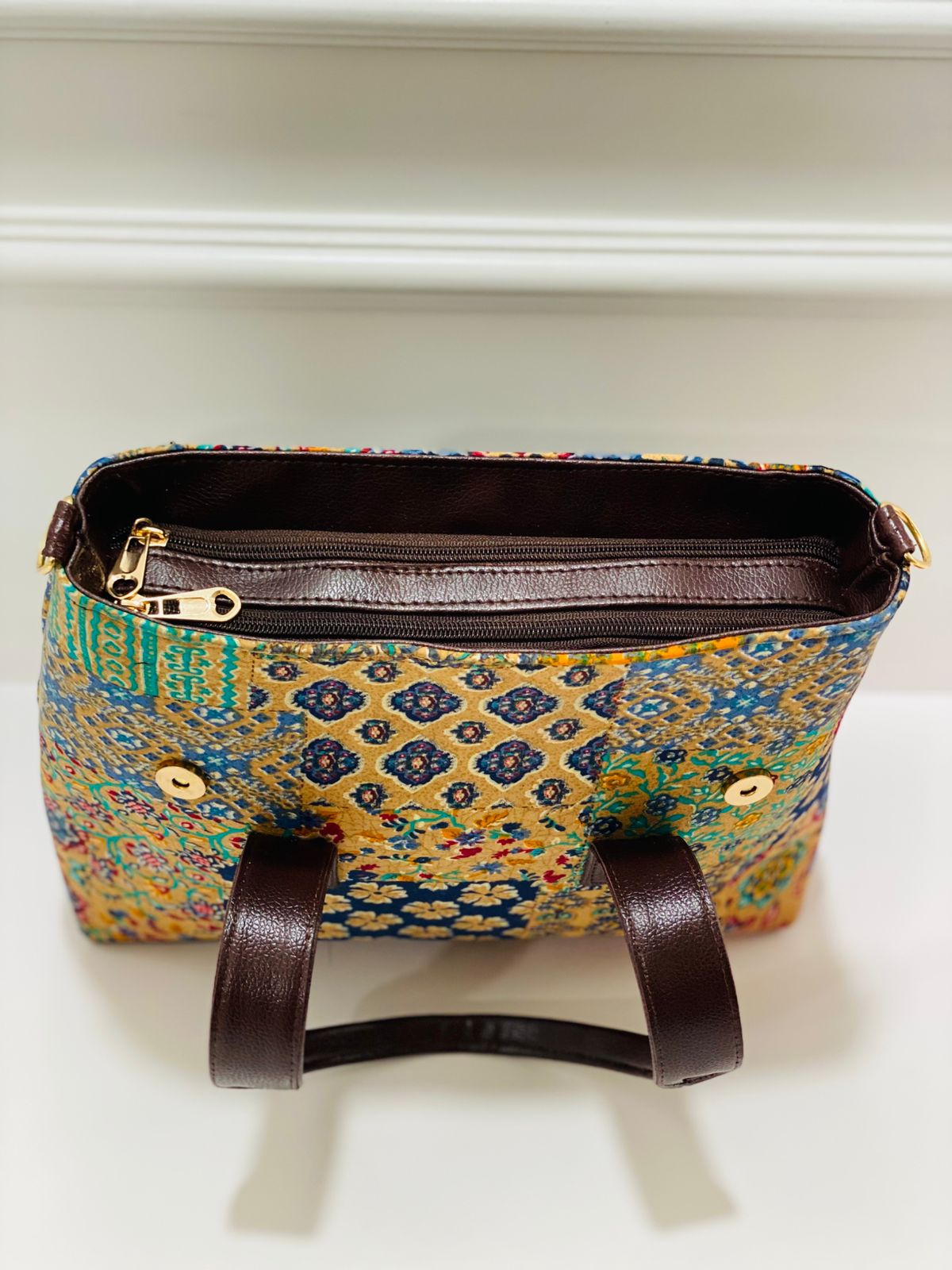 Premium Cotton Office Tote Bag – Yellow Peach Vegan Leather