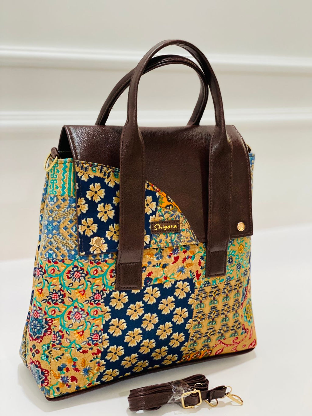 Premium Cotton Office Tote Bag – Yellow Peach Vegan Leather