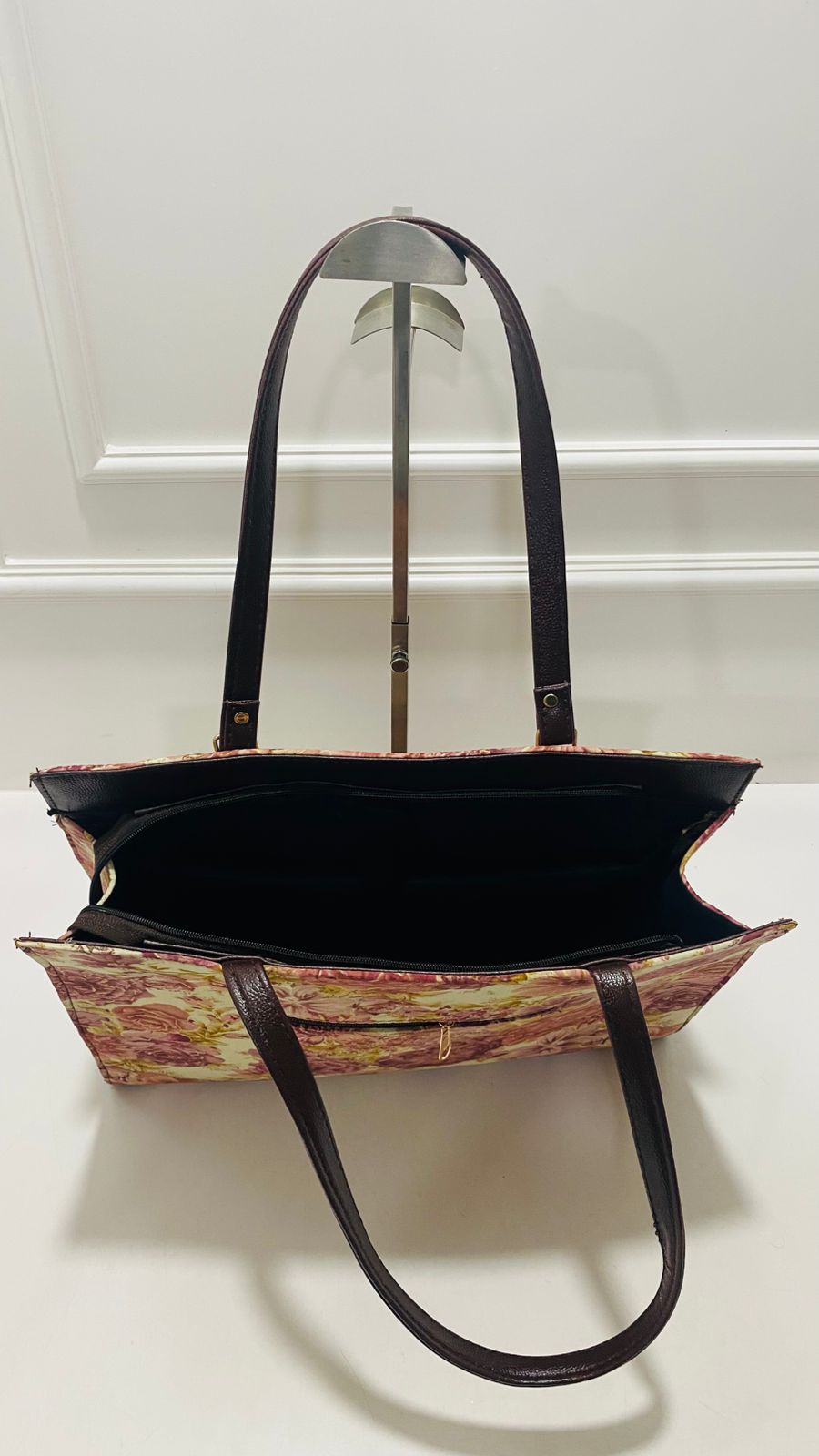 Pink Cream Multicolour Laptop Statement bag with Pouch