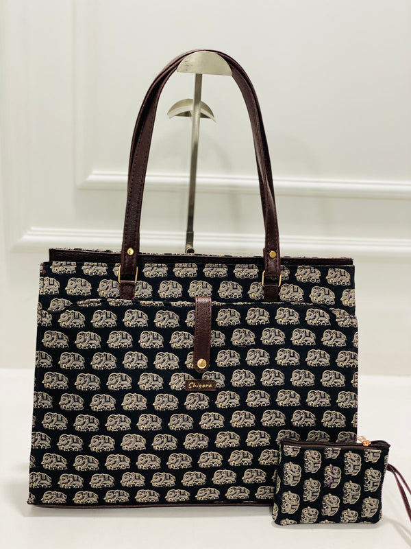 Tusky Black Laptop Statement bag with Pouch