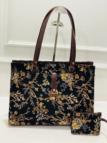 Midnight Bloom Statement Laptop Bag