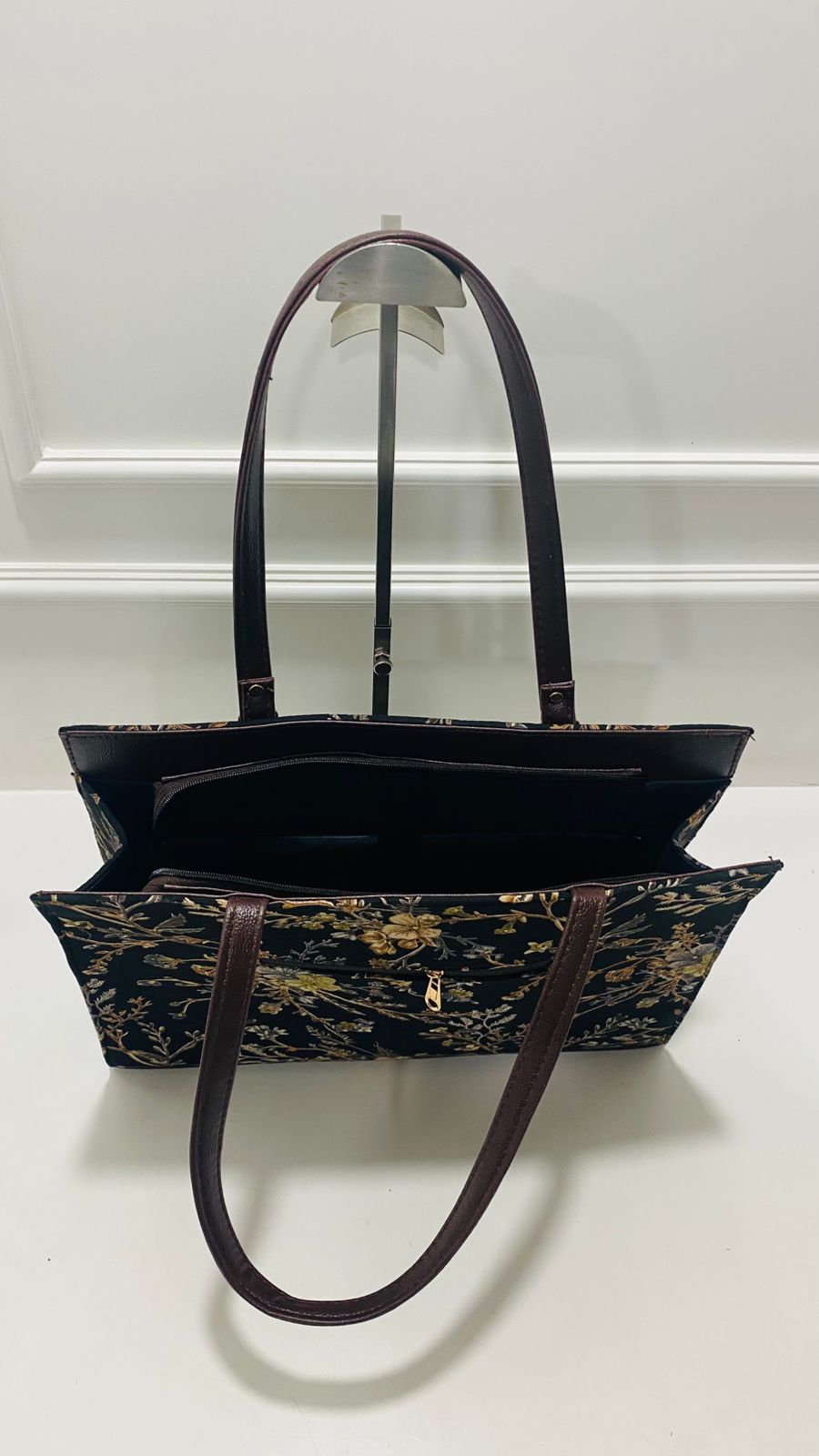 Autumn Bloom Jet Black Laptop Statement bag