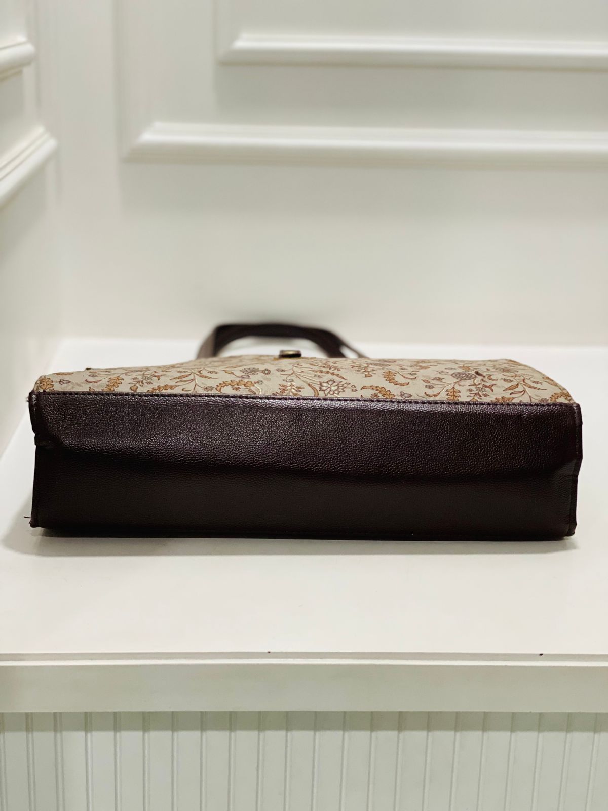 Cream Vintage Bloom Laptop Statement bag with Pouch