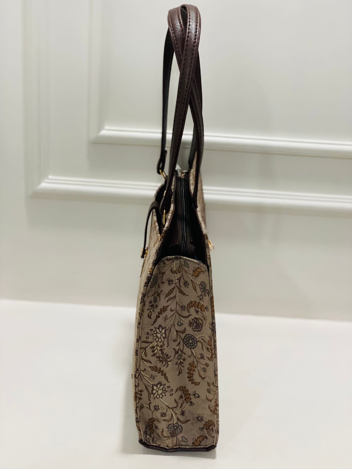 Cream Vintage Bloom Laptop Statement bag with Pouch