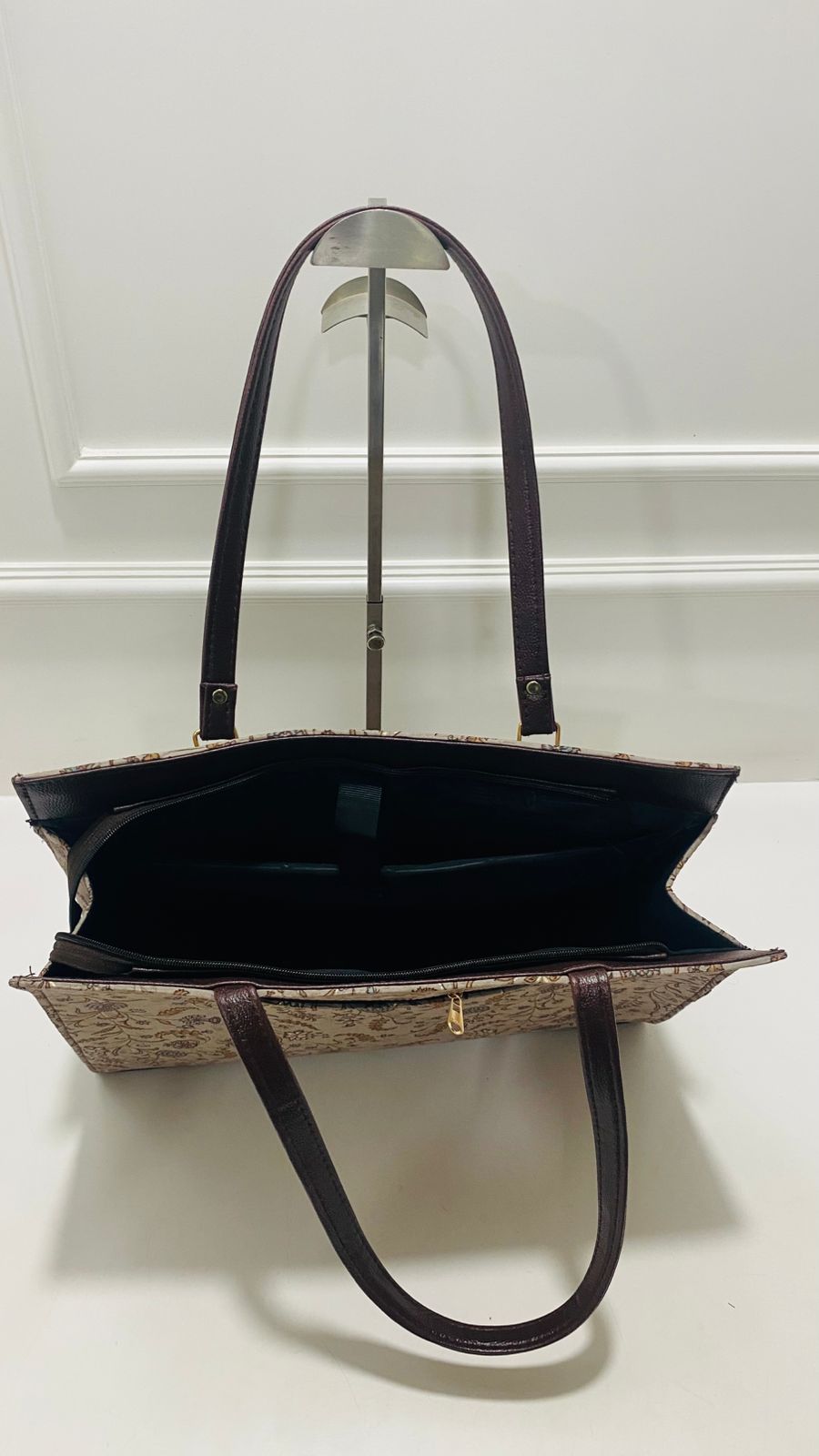 Cream Vintage Bloom Laptop Statement bag with Pouch