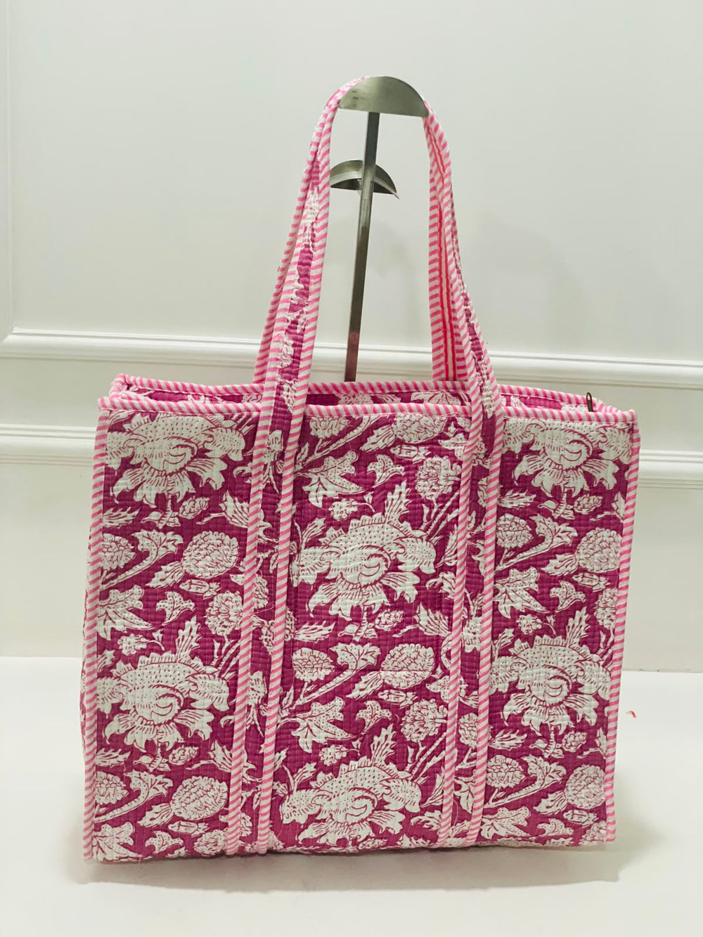Pink Quilted Tote Bag