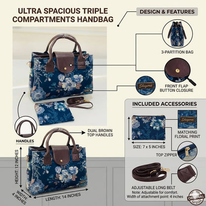 Blue Floral Triple Tier Bag by Shigora — product photo 7
