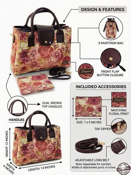 Pink Floral Triple Tier Bag