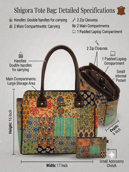 Golden Mosaic Spacious Laptop Bag