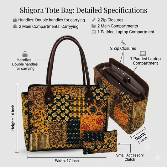 Mustard Mosaic Spacious Laptop Bag
