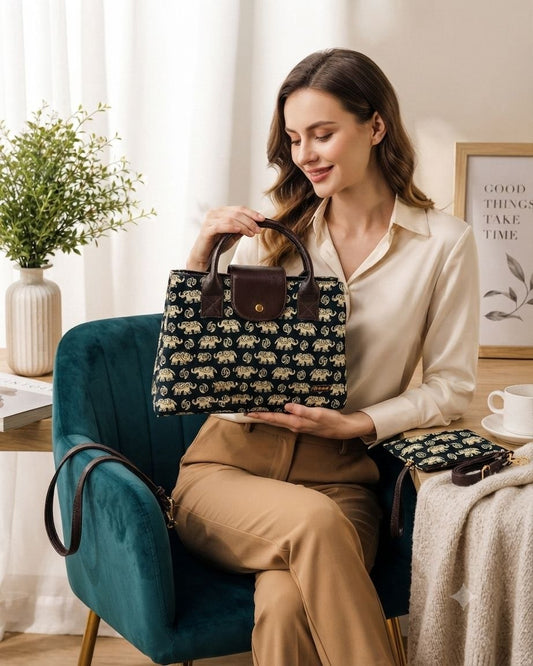 Black Elephant Triple Tier Bag