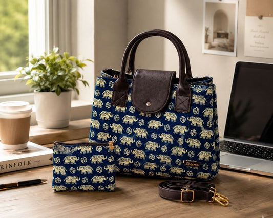 Indigo Elephant Triple Tier Bag