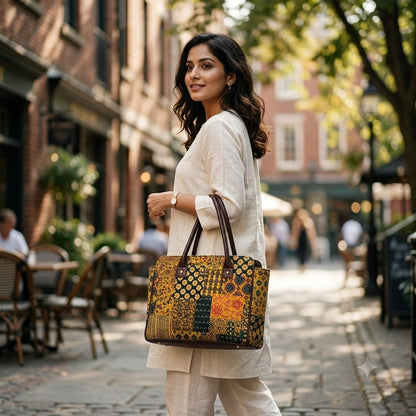 Mustard Mosaic Spacious Laptop Bag by Shigora — product photo 5