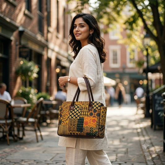 Mustard Mosaic Spacious Laptop Bag