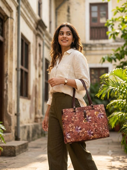 Blush Floral Statement Laptop Bag