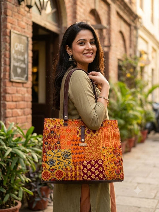 Vintage Patchwork Statement Laptop Bag