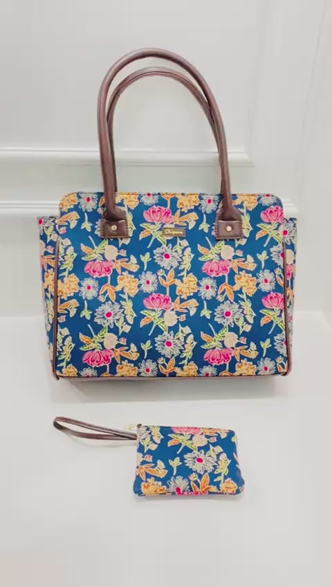 Dark Indigo Blue Spacious Classic Office bag with laptop partition