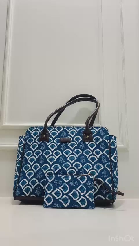 Aqua Blue  Spacious Classic Office bag with laptop partition